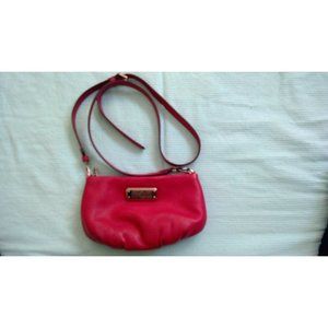 MARC JACOBS Leather Crossbody Bag Raspberries Pink 10x6